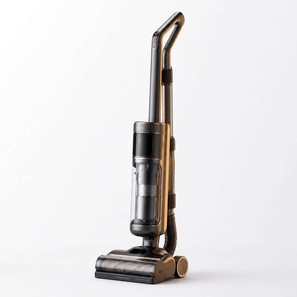 A clean vacuum cleaner photographed on a soft white studio backdrop